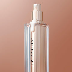 JLO BEAUTY label close-up displaying key ingredients and formulation transparency