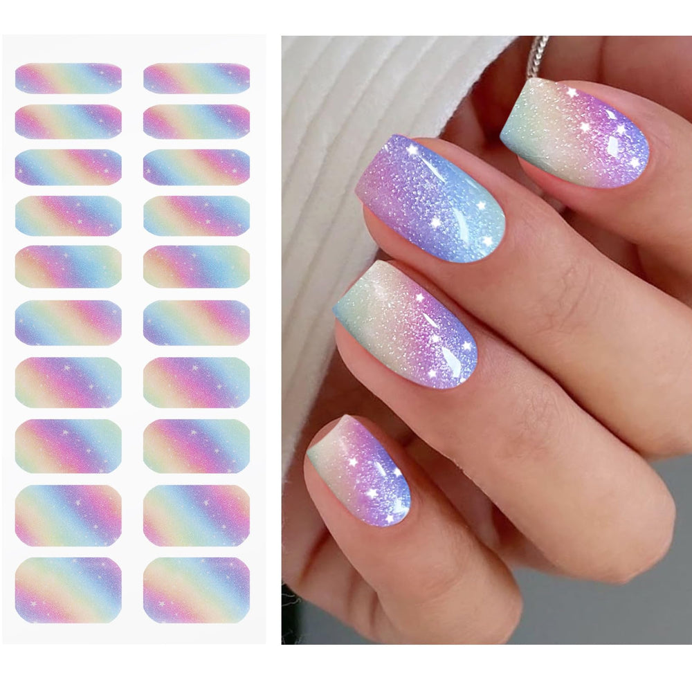 jmeowio front packaging showing rainbow glitter strips and included tools for easy use