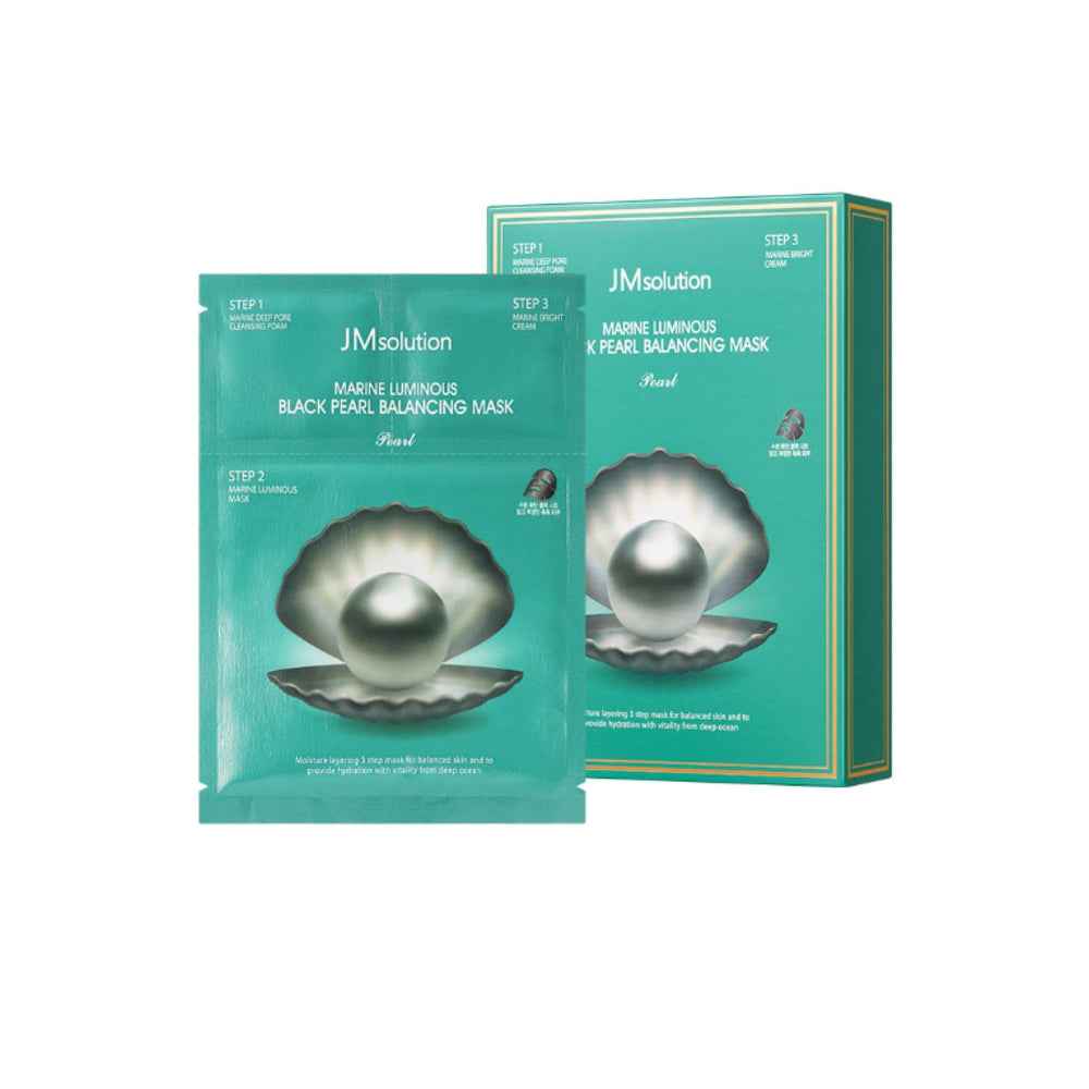 JMsolution front packaging of Black Pearl kit showing included three steps and benefits