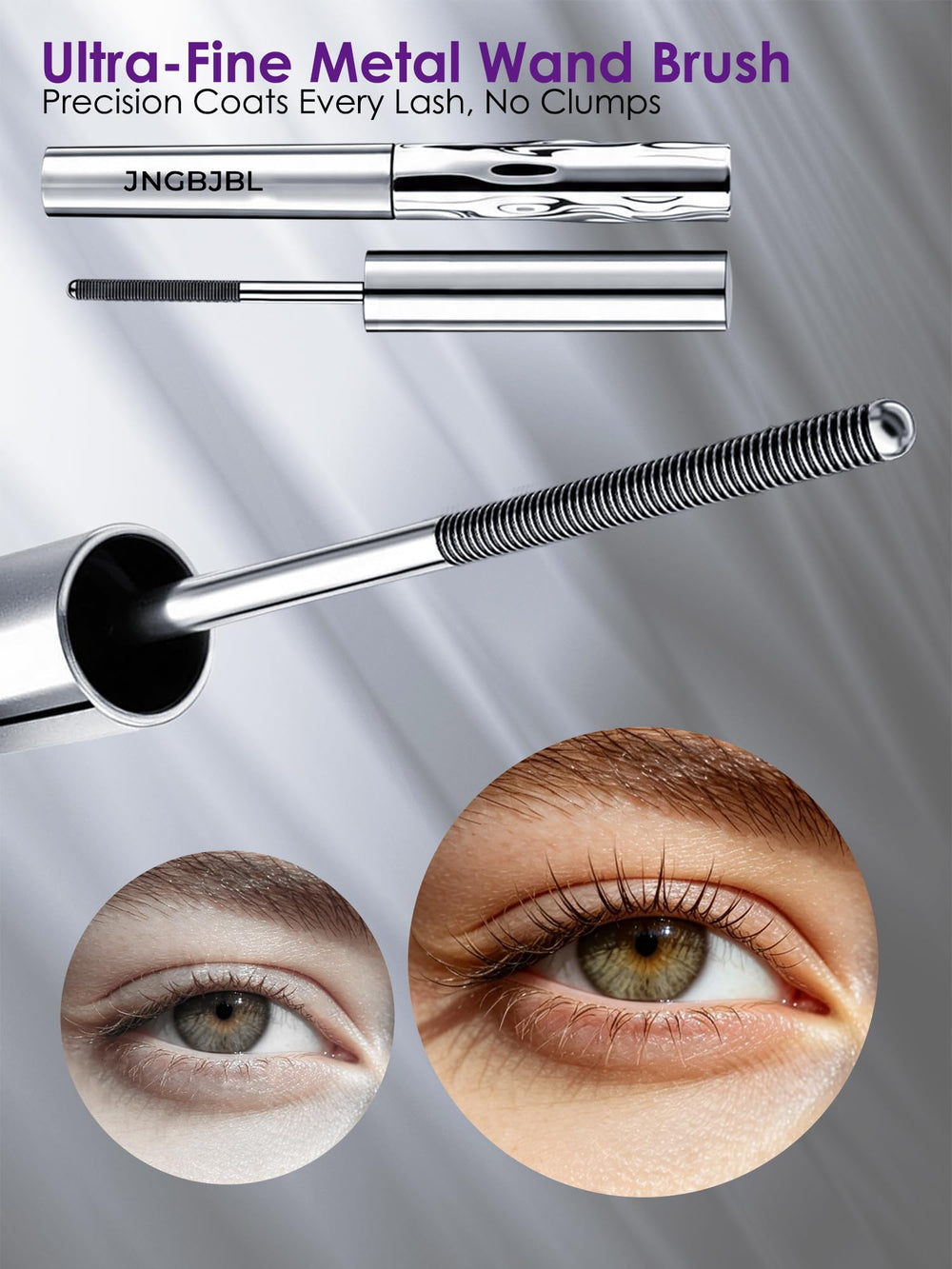 JNGBJBL close-up metal wand highlighting precise lash separation