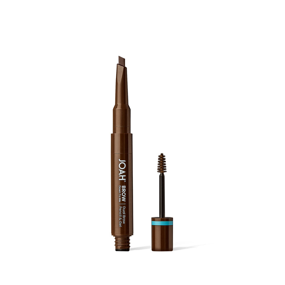 JOAH dual-ended pencil and gel held in hand to show size and travel convenience