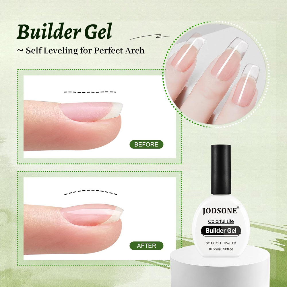 JODSONE brush applying builder gel showing smooth application and control benefit