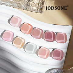 JODSONE color swatches flatlay highlighting ten translucent jelly shades