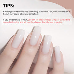 JODSONE color swatches on clear tips illustrating shade options and layering benefits