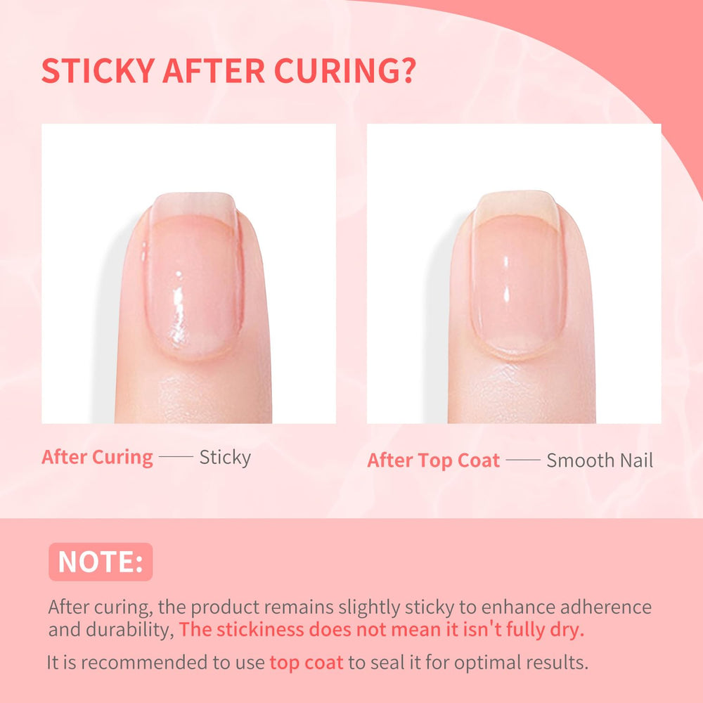 JODSONE cured nail extension on hand demonstrating strong, glossy apex