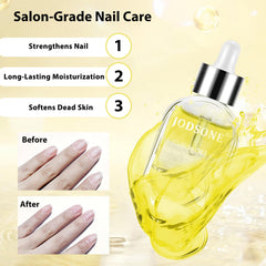 JODSONE cuticle oil applied to fingers showing hydration benefit