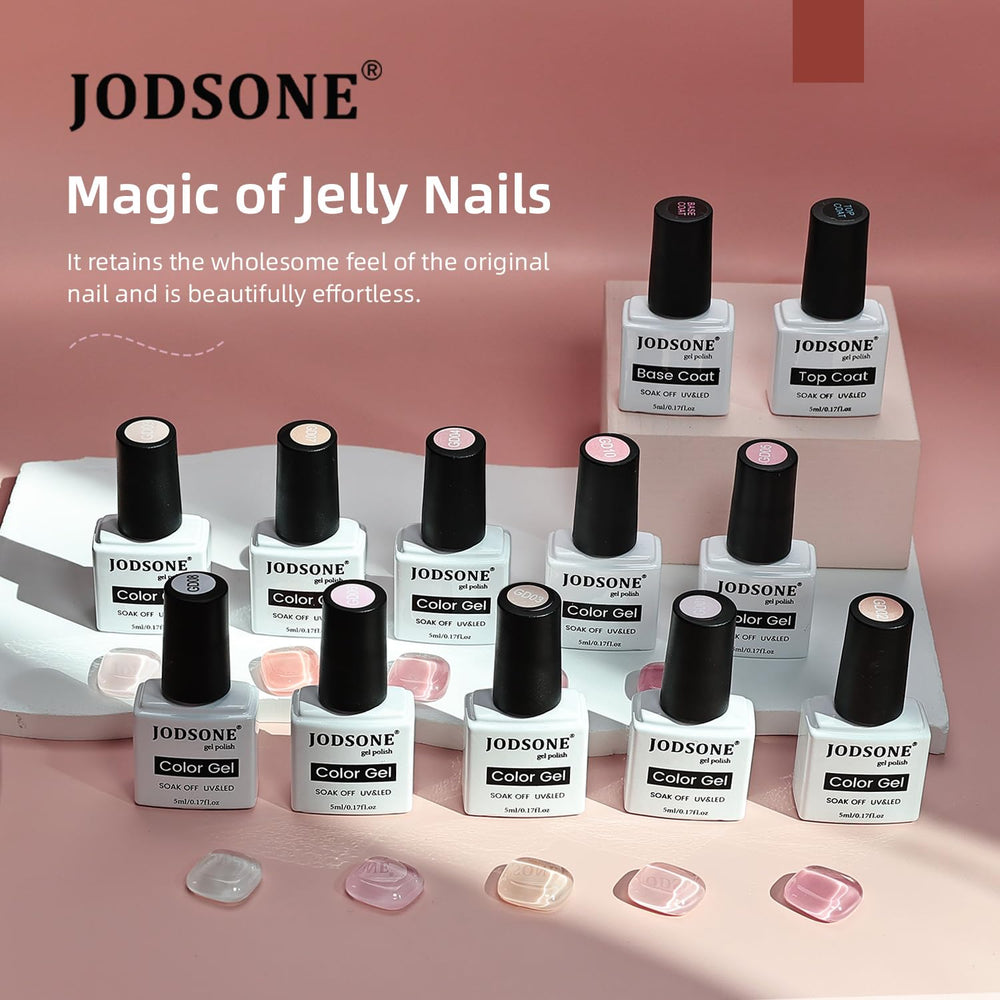 JODSONE finished nails lifestyle image showing glossy jelly manicure benefits