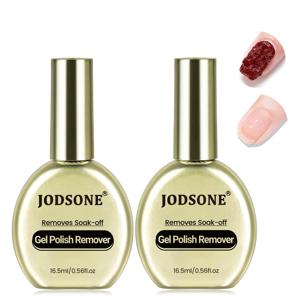 JODSONE front packaging showing two compact remover bottles for travel