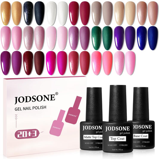 JODSONE kit front packaging showing 20 glitter gel colors and accessories benefit variety