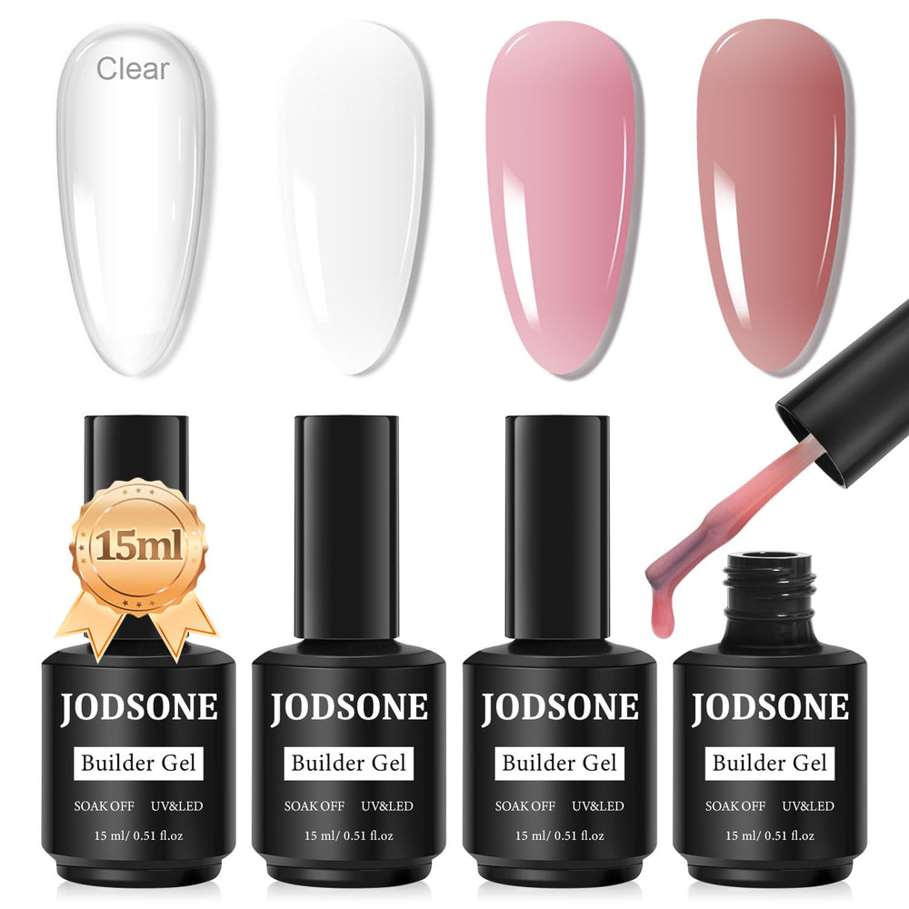 JODSONE front packaging showing four builder gel bottles and brand, displays kit benefits
