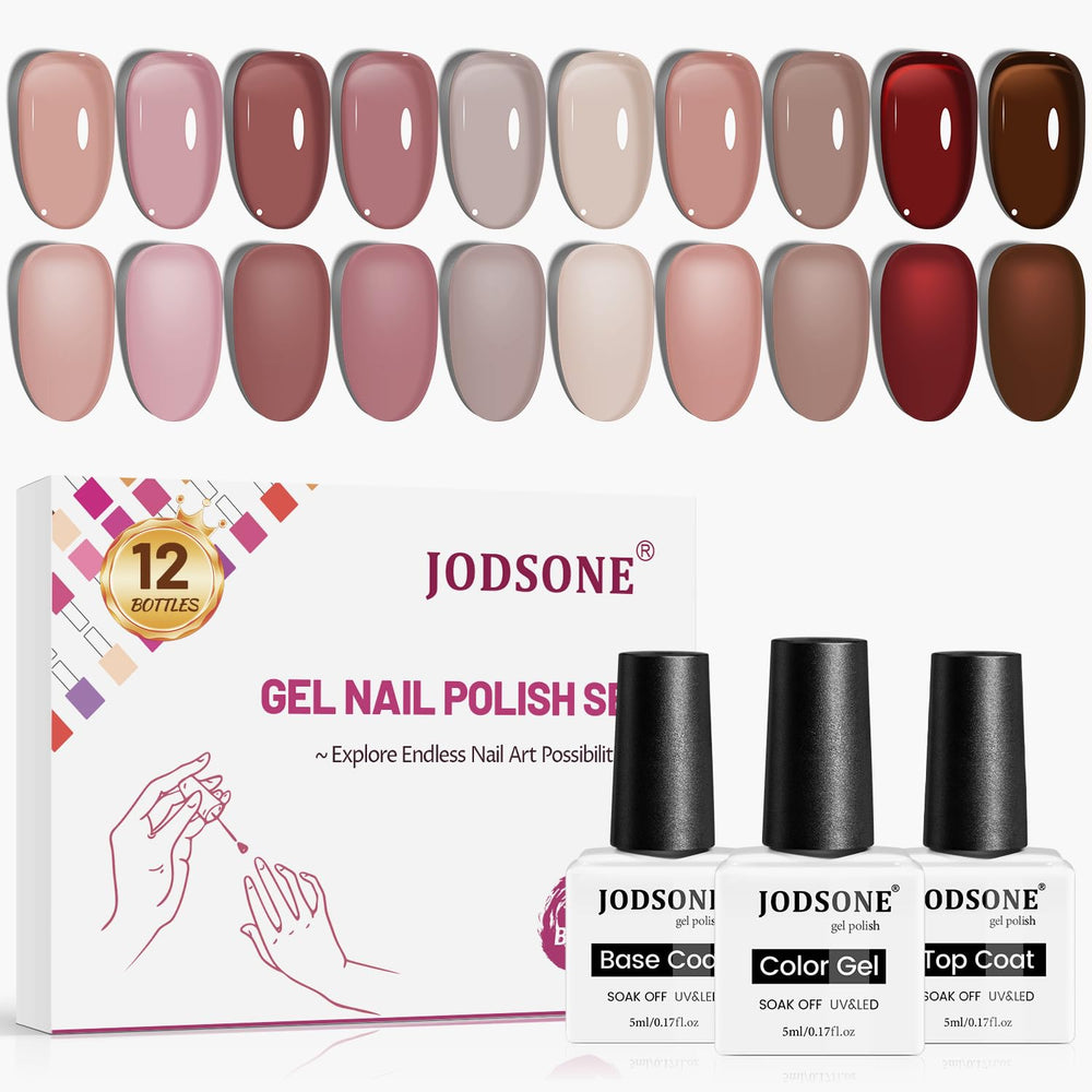 JODSONE front packaging showing all 12 gel bottles and branding, clear organization benefit