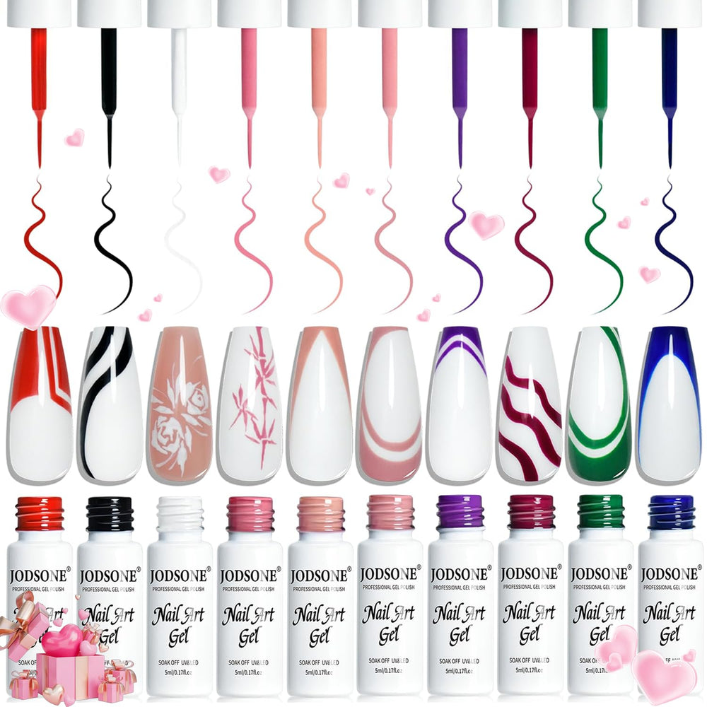 JODSONE front packaging showing ten gel liner bottles and brand clarity benefit