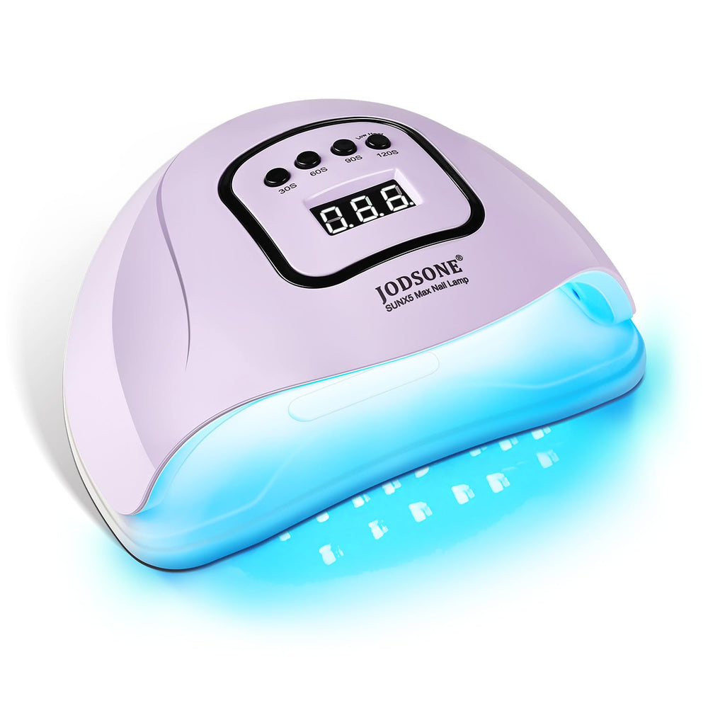 JODSONE lamp front view showing compact purple shell and fast curing benefit