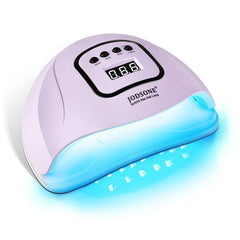 JODSONE lamp front view showing compact purple shell and fast curing benefit