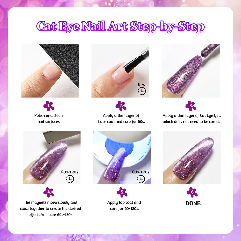JODSONE in salon-style setting with finished cat-eye nails for professional look inspiration