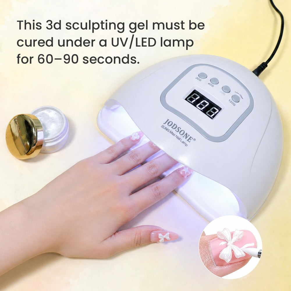 JODSONE cured 3D nail close-up revealing crisp sculpted detail and durability