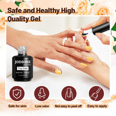 JODSONE top coat gloss on finished nail demonstrating high-shine protection