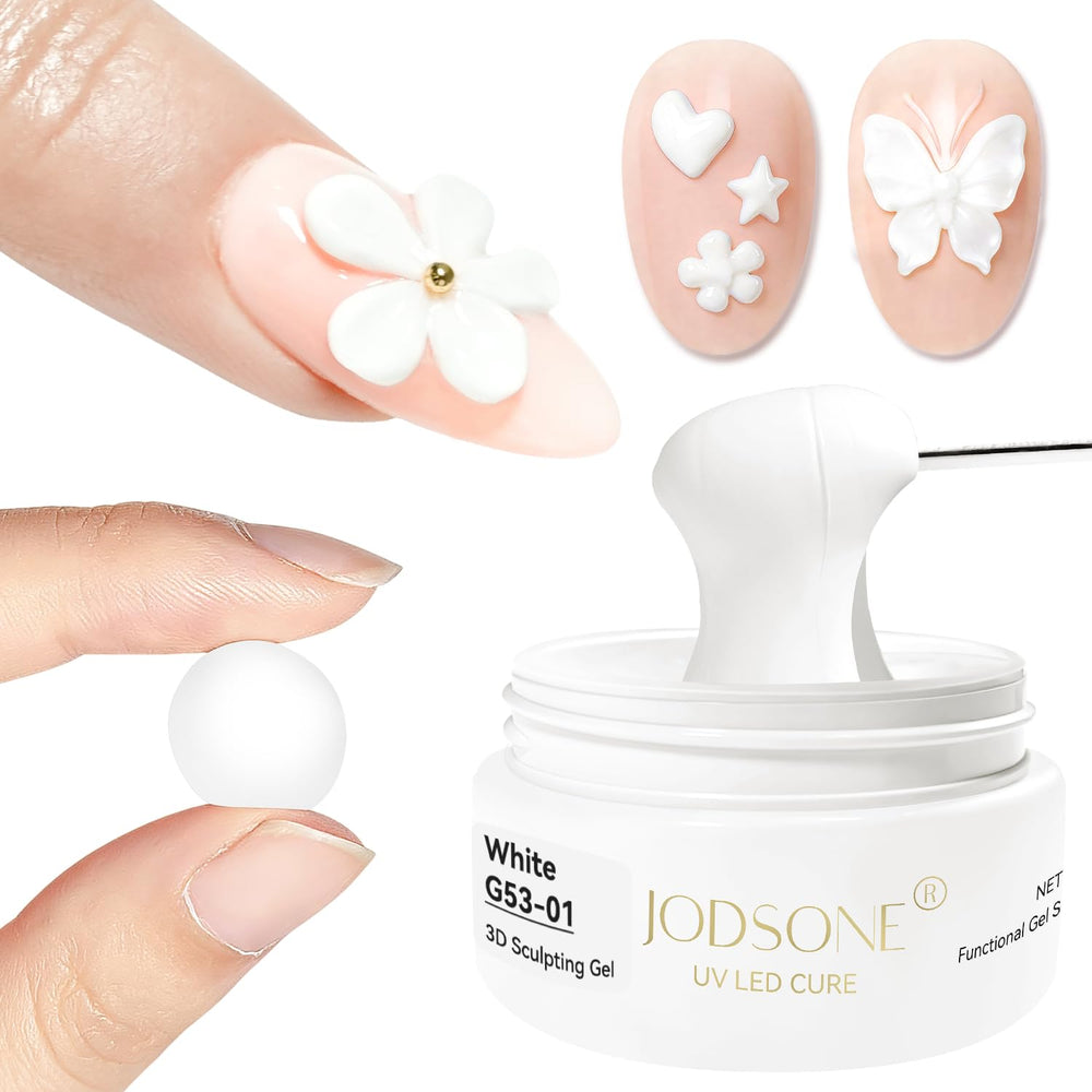 JODSONE white 3D gel jar shown front for easy identification and storage benefit