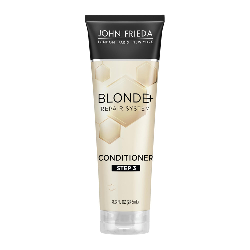 John Frieda Blonde+ front packaging showing product and benefits