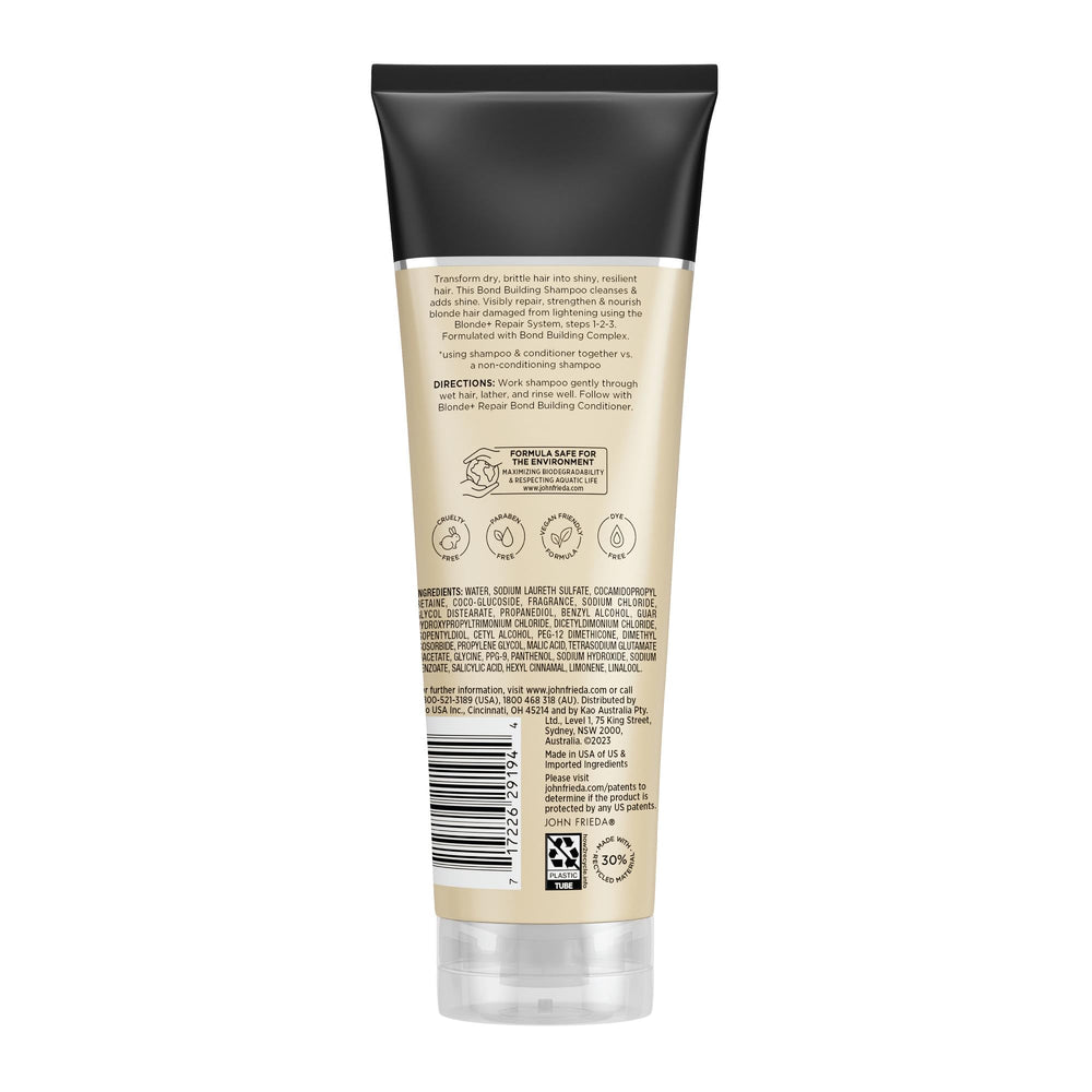 John Frieda in lifestyle shot on blonde hair showing smoother shine