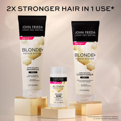 John Frieda shampoo paired with pre-shampoo treatment for trio use