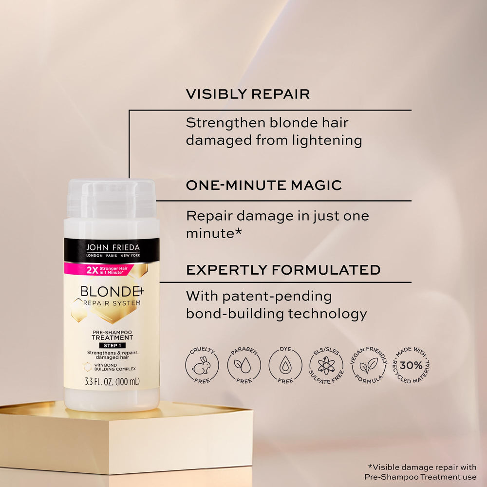 John Frieda creamy texture closeup highlighting bond-building smoothing benefits