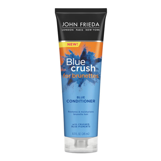 John Frieda bottle front packaging showing brand and benefits for cooler brunette tones
