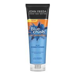 John Frieda bottle front packaging showing brand and benefits for cooler brunette tones