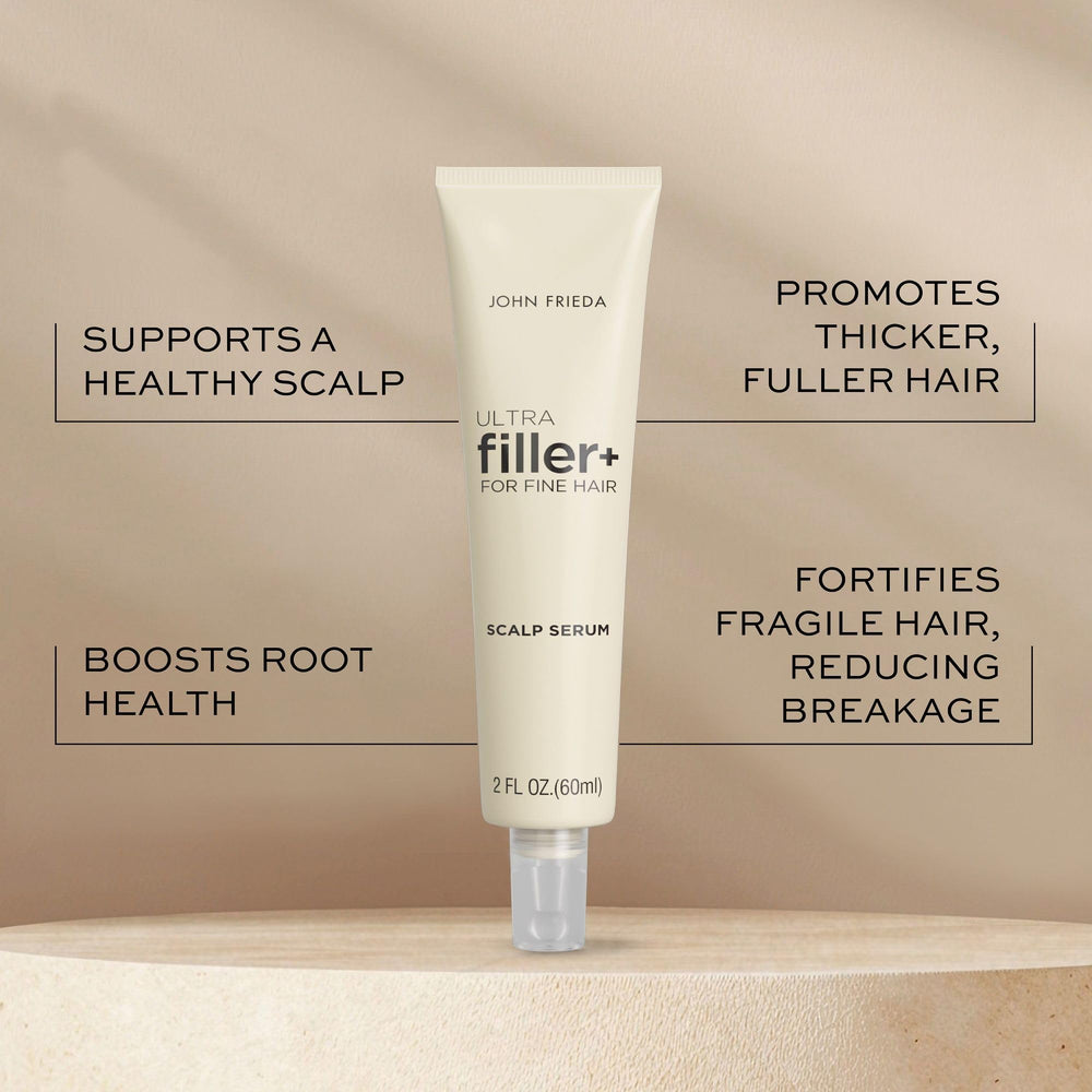 John Frieda dropper dispensing serum texture, lightweight absorption benefit