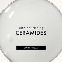 John Frieda label close-up featuring vitamins and green tea nourishment