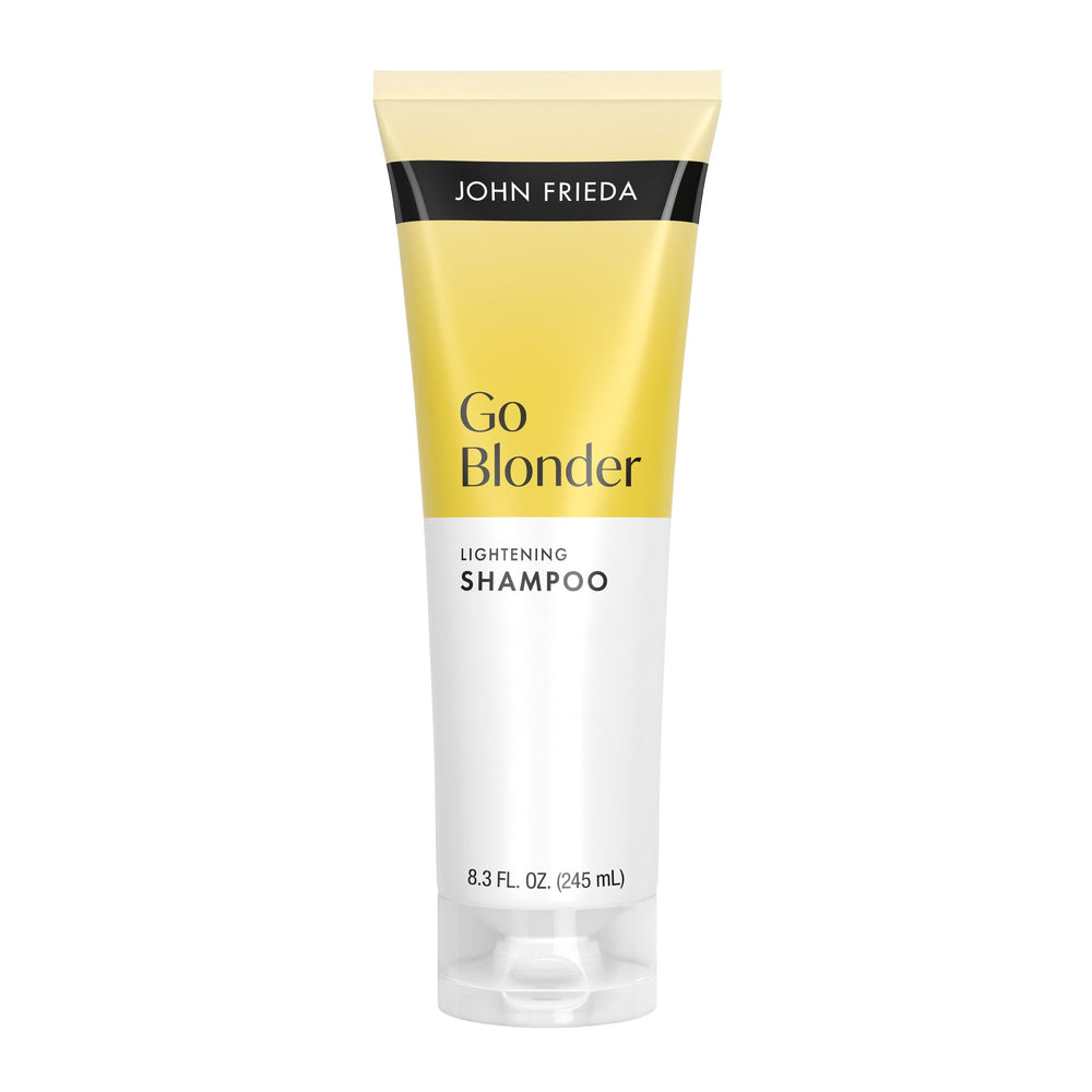 John Frieda front packaging showing bottle and label, highlights brightness benefit