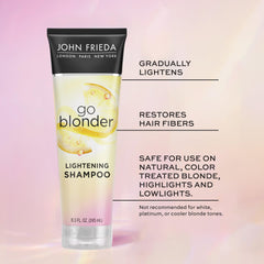 John Frieda shampoo texture poured to show lightweight consistency and spread