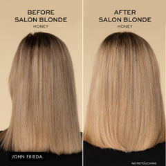 John Frieda applying toner on wet hair demonstrating quick in-shower use benefit