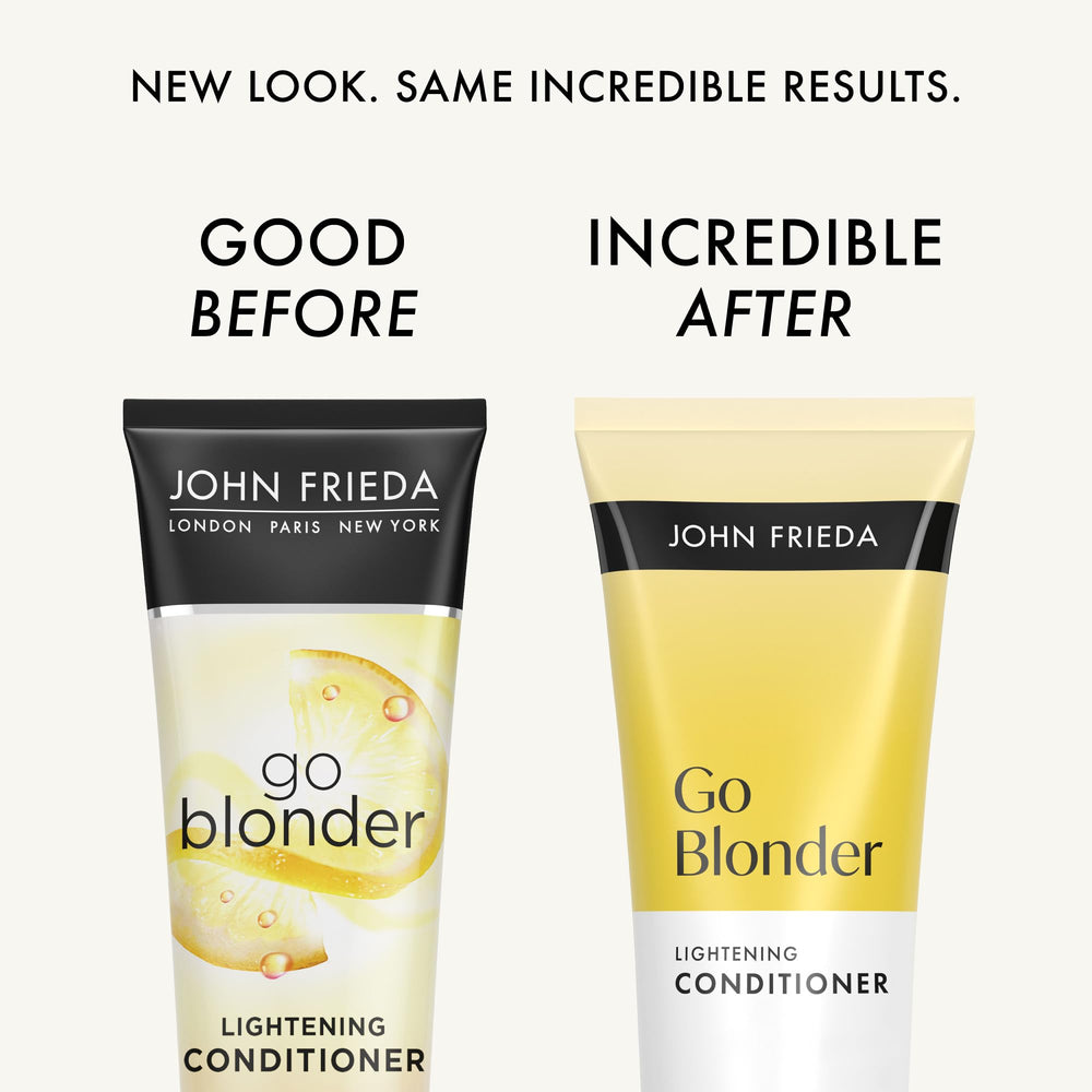 John Frieda conditioner applied in salon, enhances blonde shine and softness