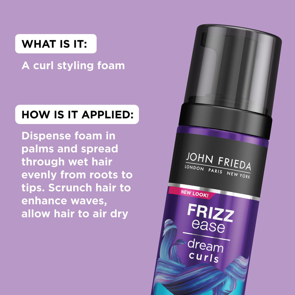 John Frieda 5 oz bottle next to hand illustrating product size