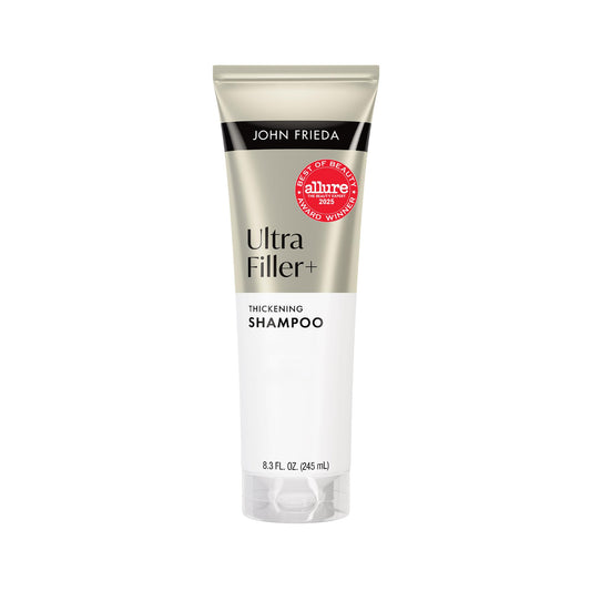 John Frieda bottle front view showcasing product for fuller hair