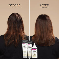 Bottle of John Frieda conditioner in shower setting showing rinseable, non-greasy finish