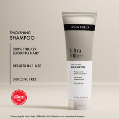 John Frieda shampoo lather on strands showing gentle cleansing and lift