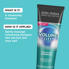 John Frieda shampoo applied to wet hair demonstrating lifted roots and bounce