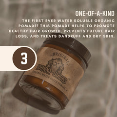 Johnny Slicks natural ingredients display highlighting organic oil benefits