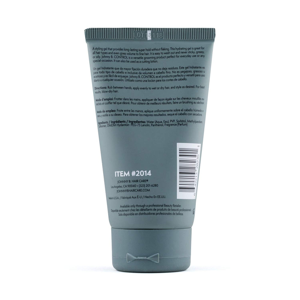 JOHNNY B. control texture close-up showing gel gloss and smooth consistency for non-sticky styling