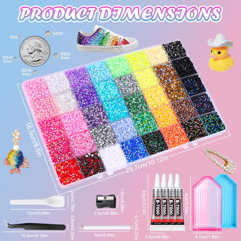 JOICEE close-up of 40 color rhinestone array showing sparkle and color variety for vibrant accents