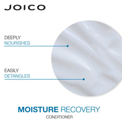 Joico before and after on dry hair showing reduced frizz and improved sheen