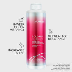 Close-up of Joico Colorful shampoo texture highlighting smooth, hydrating formula benefits