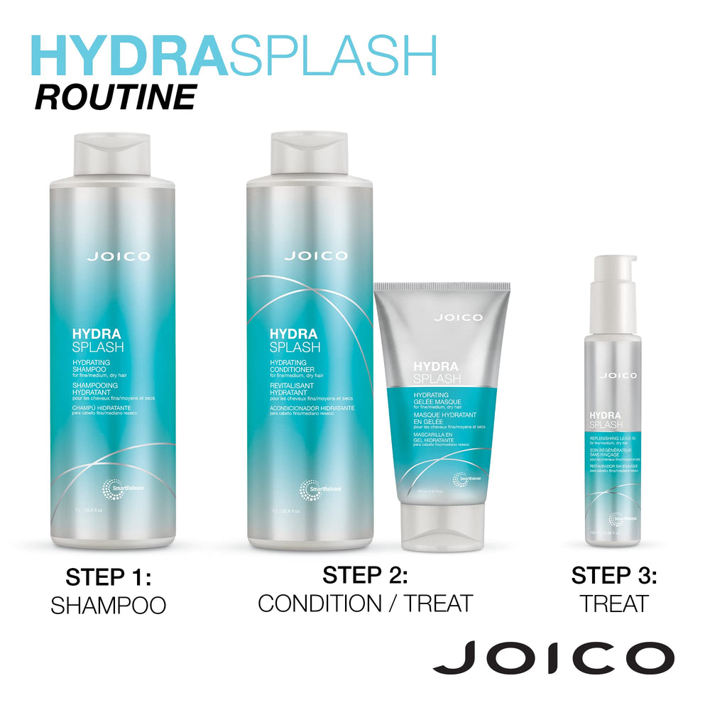 Joico before and after strands illustrating smoother, fuller-looking hair