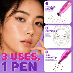Jolilab freckle pen before and after face comparison showing natural enhancement benefit