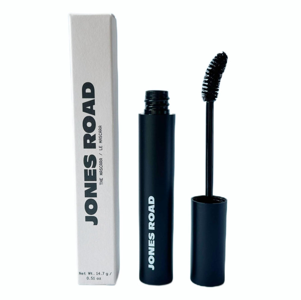 Jones Mascara tube front view showing sleek packaging and easy application