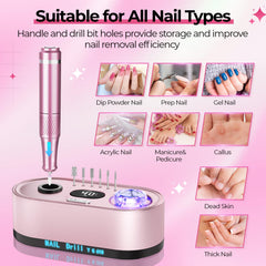 JOSGLOI nail drill in use polishing an acrylic nail for smooth salon results
