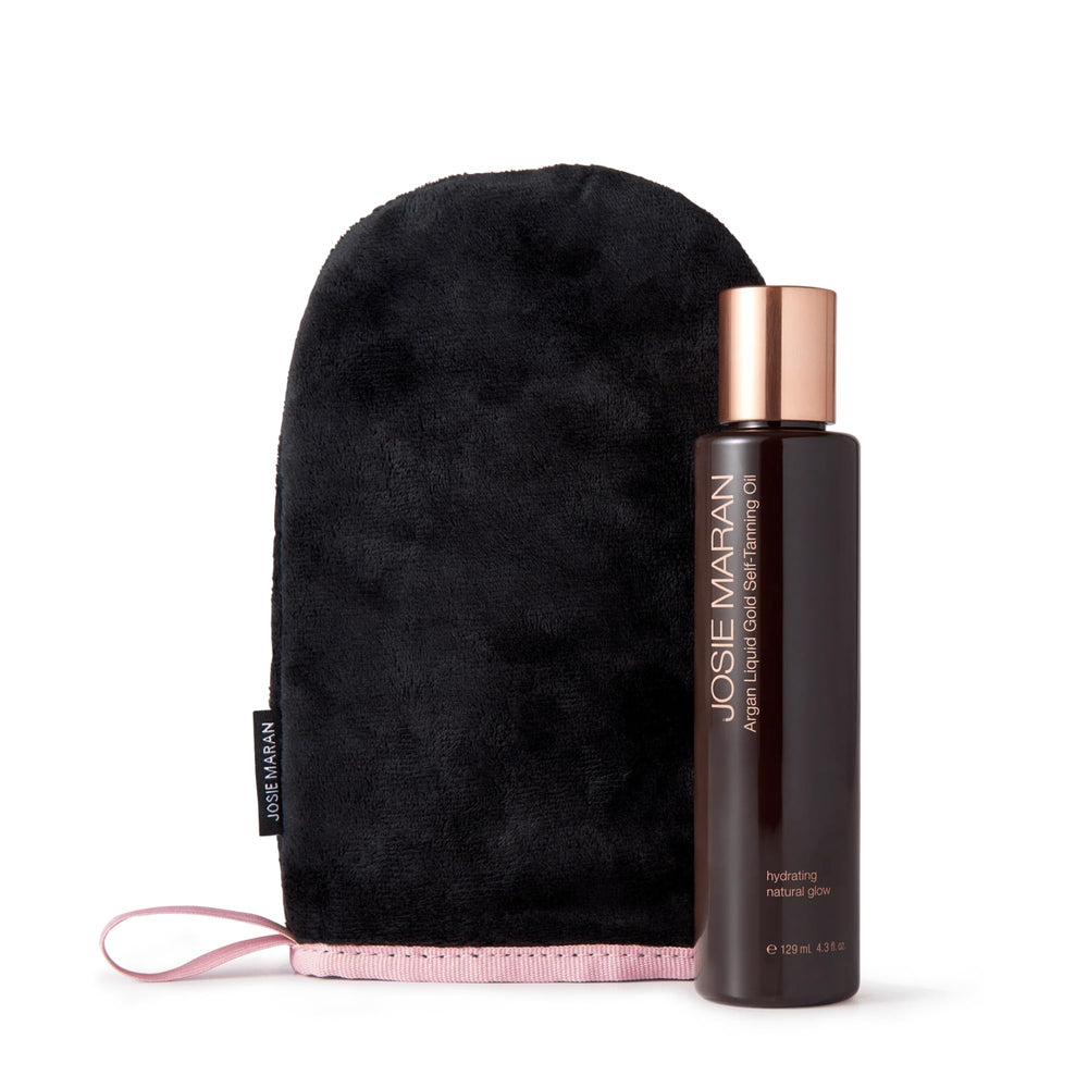 Josie Maran front bottle view showing product and hydrating glow benefit