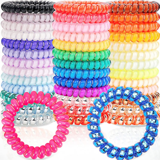 JOYOYO front packaging showing 40 spiral hair ties and box, convenient storage benefit